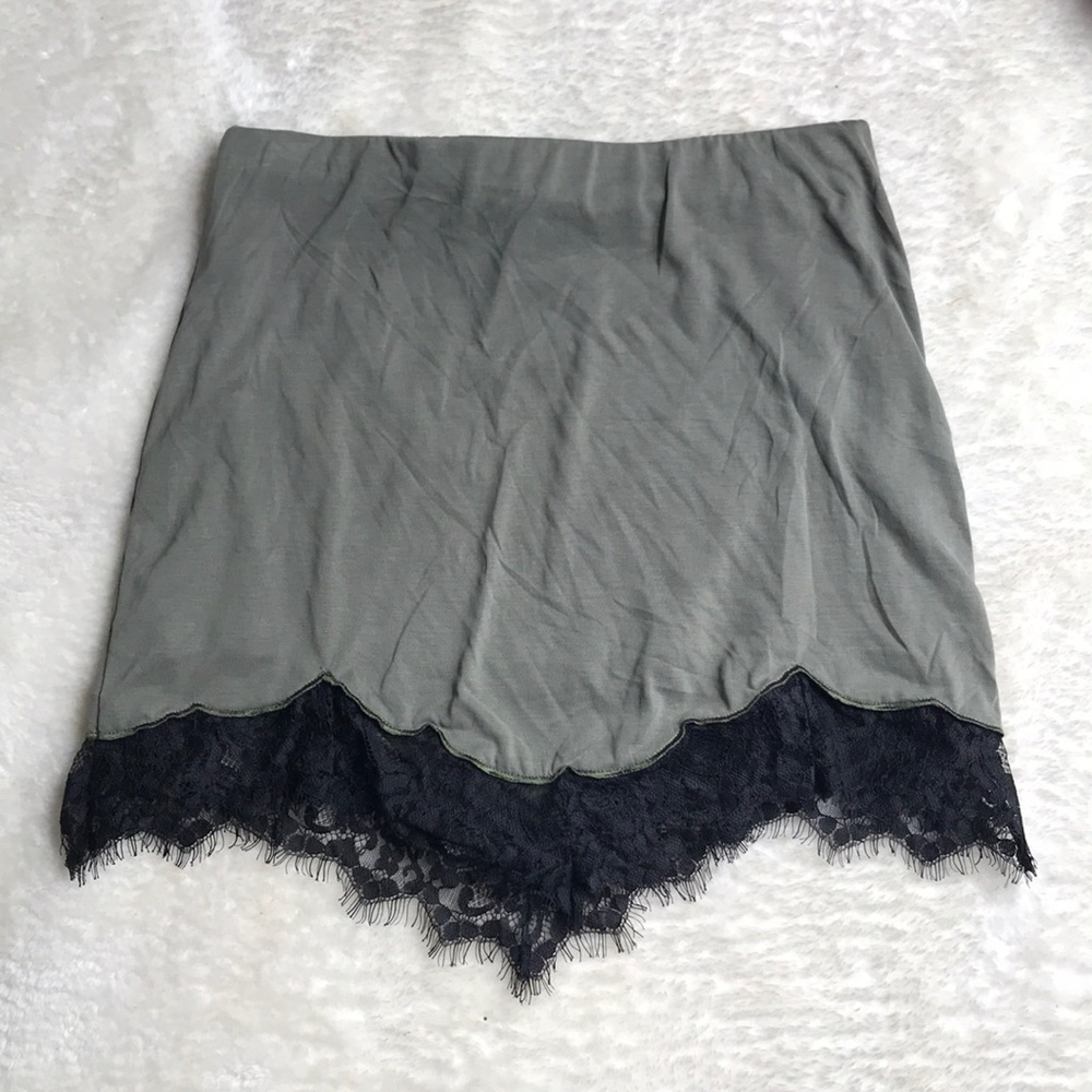 Olive green and black lace skirt